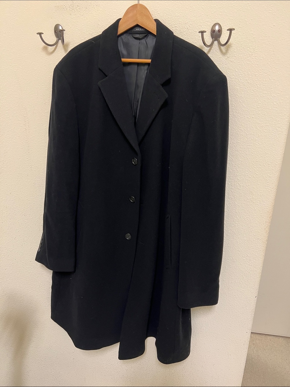 Perry Ellis Men’s Black Pea Coat - Classic Tailored Overcoat